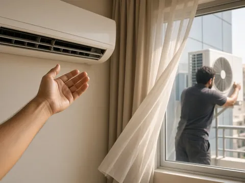 AC blowing hot air